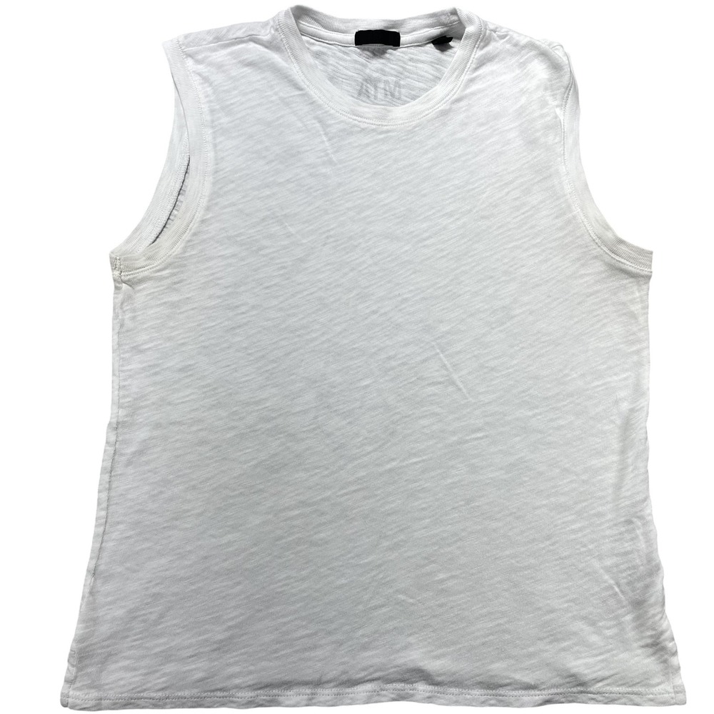 ATM Tank Top Womens Small White Slub Jersey Crew Neck 100% Cotton Basic